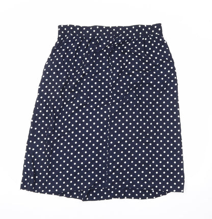 Lee Winter Womens Blue Polka Dot Polyester A-Line Skirt Size 14 Zip