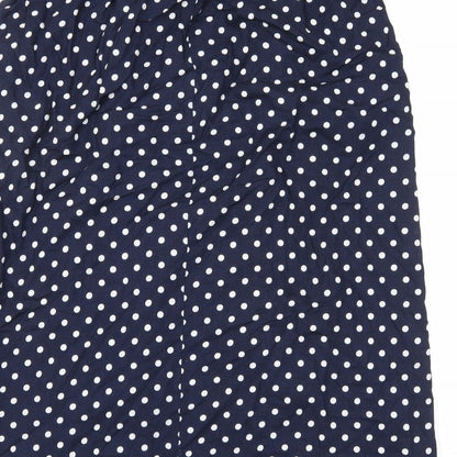Lee Winter Womens Blue Polka Dot Polyester A-Line Skirt Size 14 Zip