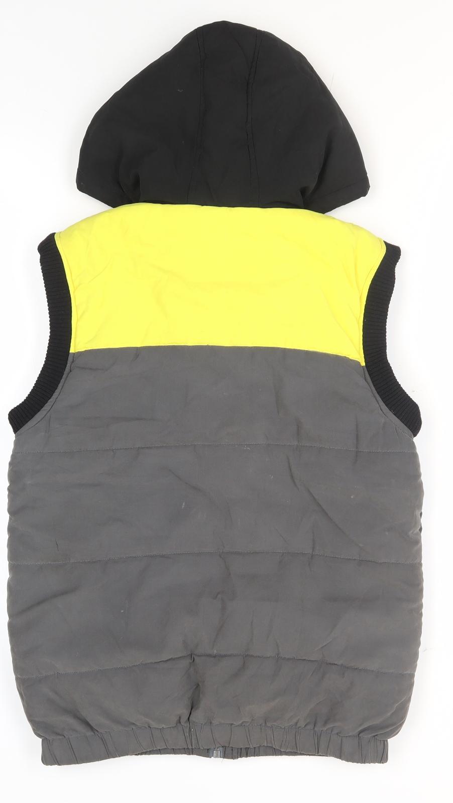DC Comics Boys Batman Hooded Puffer Gilet in Yellow & Grey Size 13 Years