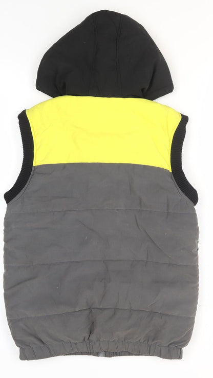 DC Comics Boys Batman Hooded Puffer Gilet in Yellow & Grey Size 13 Years