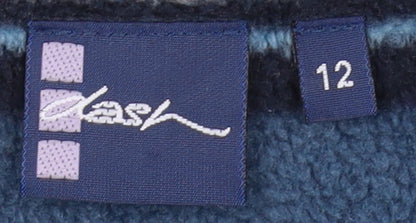 Casan Women's Blue Striped 1/2 Zip Fleece Jacket Size 12