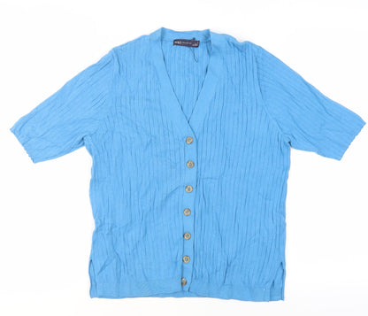 Womens UK Size M Marks and Spencer Blue Basic Button-Up
