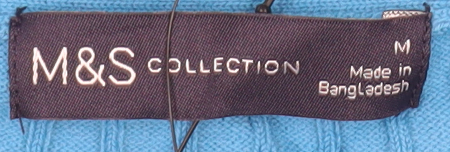 Womens UK Size M Marks and Spencer Blue Basic Button-Up