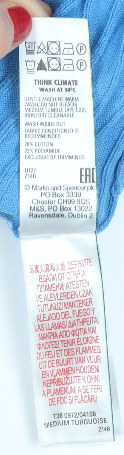 Womens UK Size M Marks and Spencer Blue Basic Button-Up