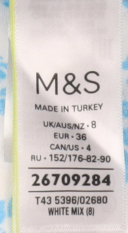 Womens UK Size 8 Marks and Spencer Multicoloured Cropped Blouse