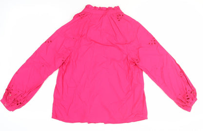 Marks and Spencer Women's Pink Embroidered Blouse Size 6