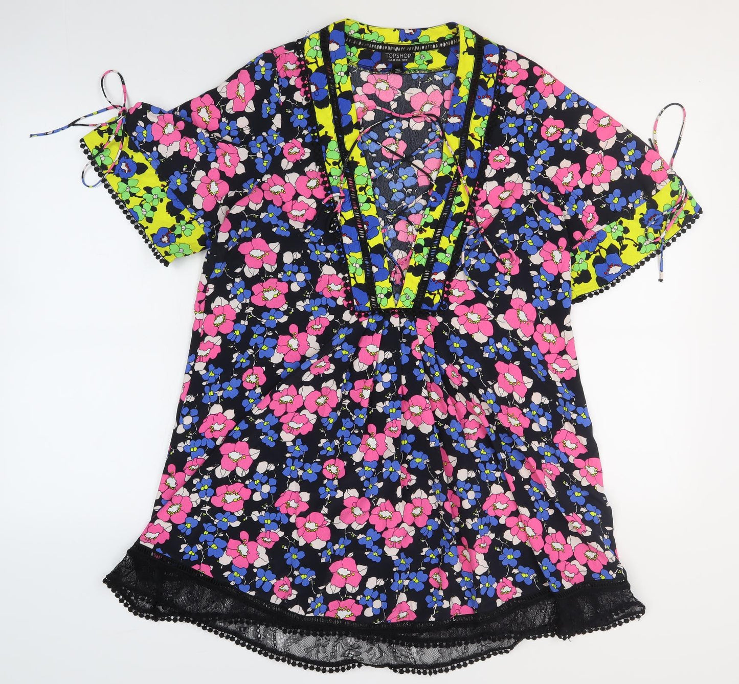 Womens UK Size 10 Topshop Multicoloured Tunic Blouse