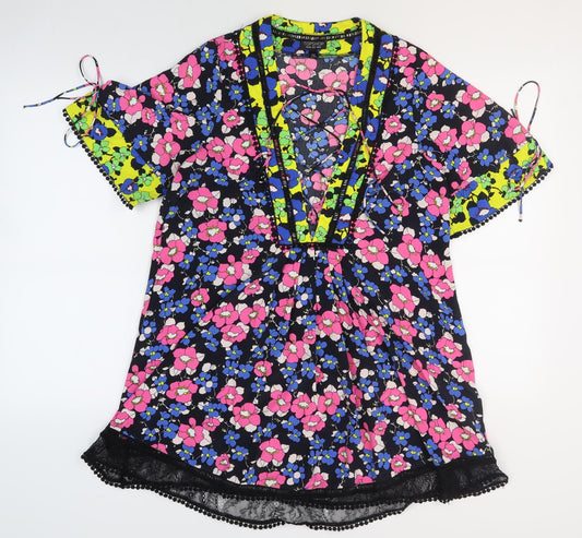 Womens UK Size 10 Topshop Multicoloured Tunic Blouse