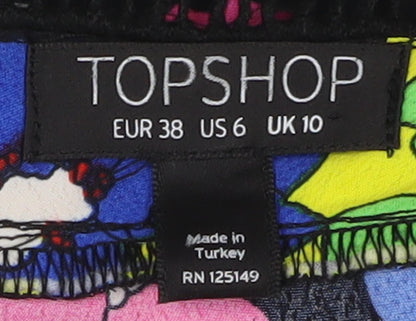 Womens UK Size 10 Topshop Multicoloured Tunic Blouse
