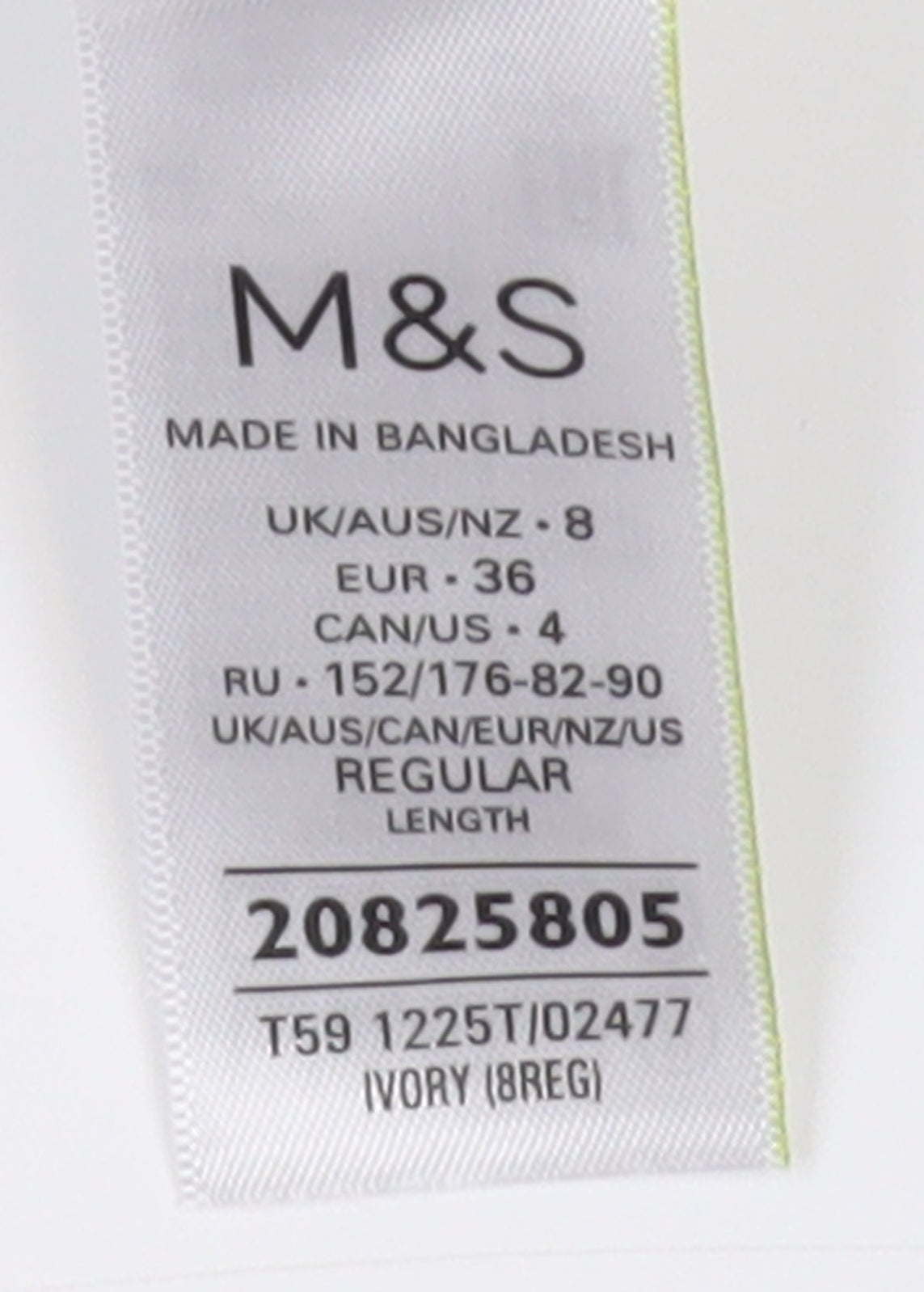 Womens UK Size 8 Marks and Spencer Regular Fit Dress Pants Ivory Trousers