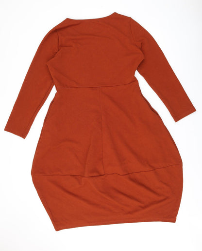 Audate Womens Brown Polyester Shift Size XL Round Neck Pullover