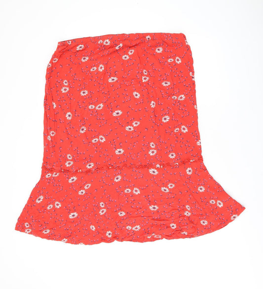 Principles Womens Red Floral Viscose Flare Skirt Size 18