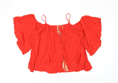 Blue Vanilla Womens Red Viscose Basic T-Shirt Size S Scoop Neck - Size S/M