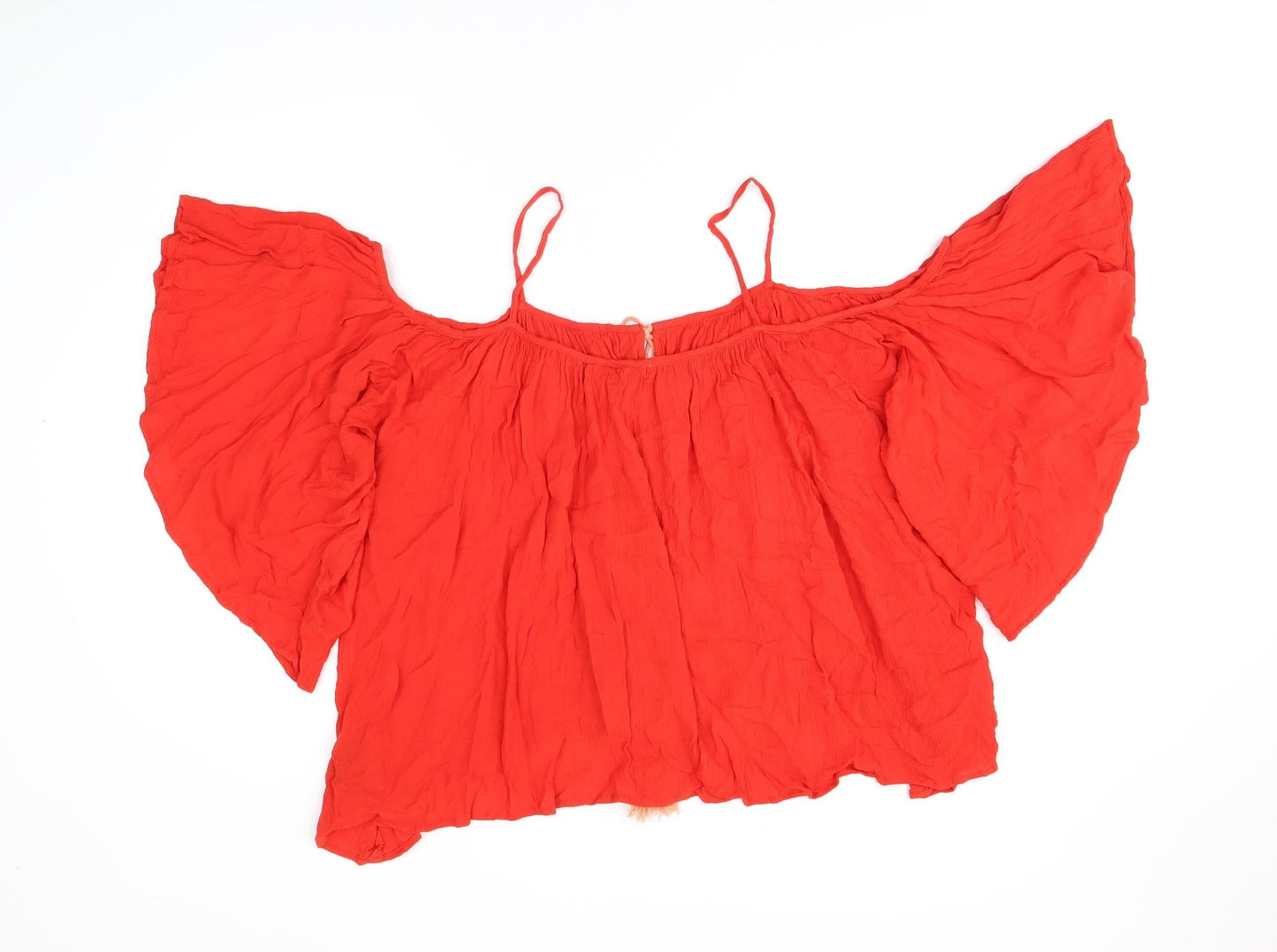 Blue Vanilla Womens Red Viscose Basic T-Shirt Size S Scoop Neck - Size S/M