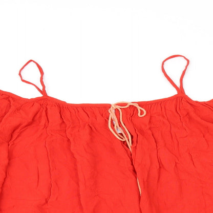 Blue Vanilla Womens Red Viscose Basic T-Shirt Size S Scoop Neck - Size S/M