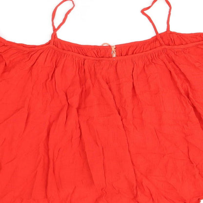 Blue Vanilla Womens Red Viscose Basic T-Shirt Size S Scoop Neck - Size S/M