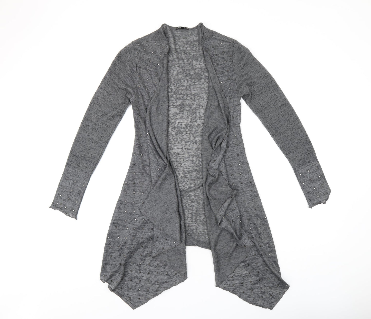 COTTON CLUB Womens Grey V-Neck Polyester Cardigan Jumper Size 8
