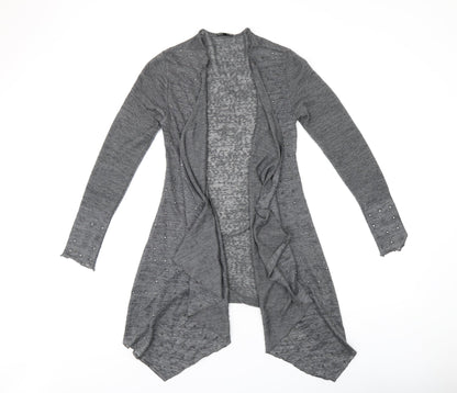 COTTON CLUB Womens Grey V-Neck Polyester Cardigan Jumper Size 8