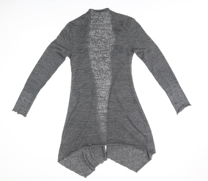 COTTON CLUB Womens Grey V-Neck Polyester Cardigan Jumper Size 8
