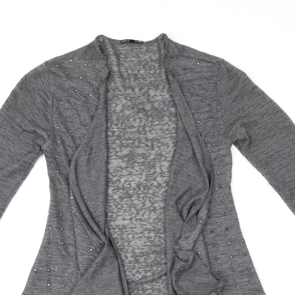 COTTON CLUB Womens Grey V-Neck Polyester Cardigan Jumper Size 8