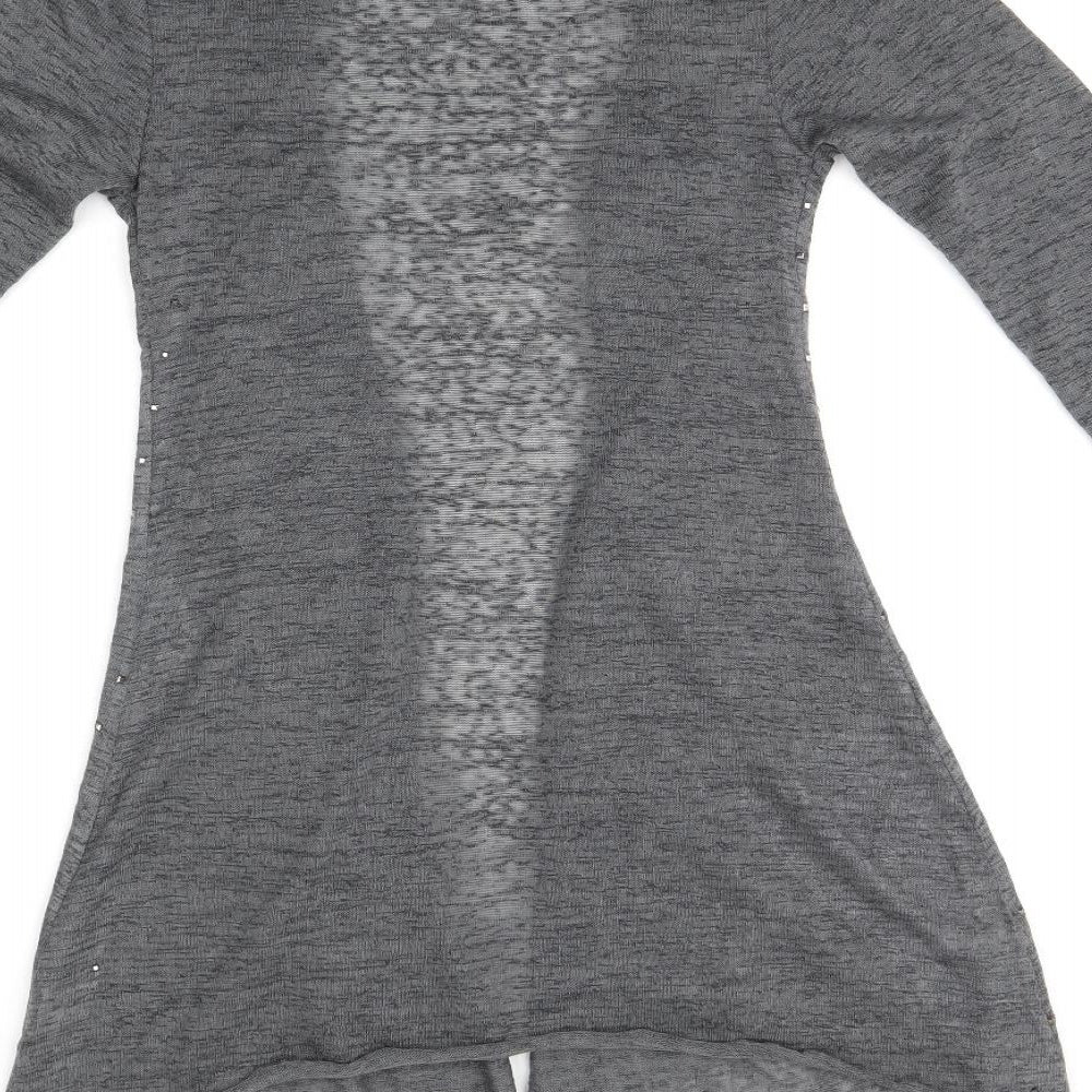COTTON CLUB Womens Grey V-Neck Polyester Cardigan Jumper Size 8