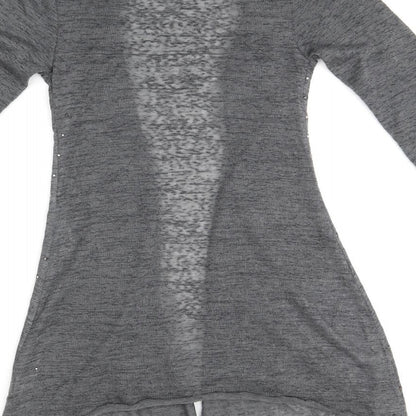 COTTON CLUB Womens Grey V-Neck Polyester Cardigan Jumper Size 8