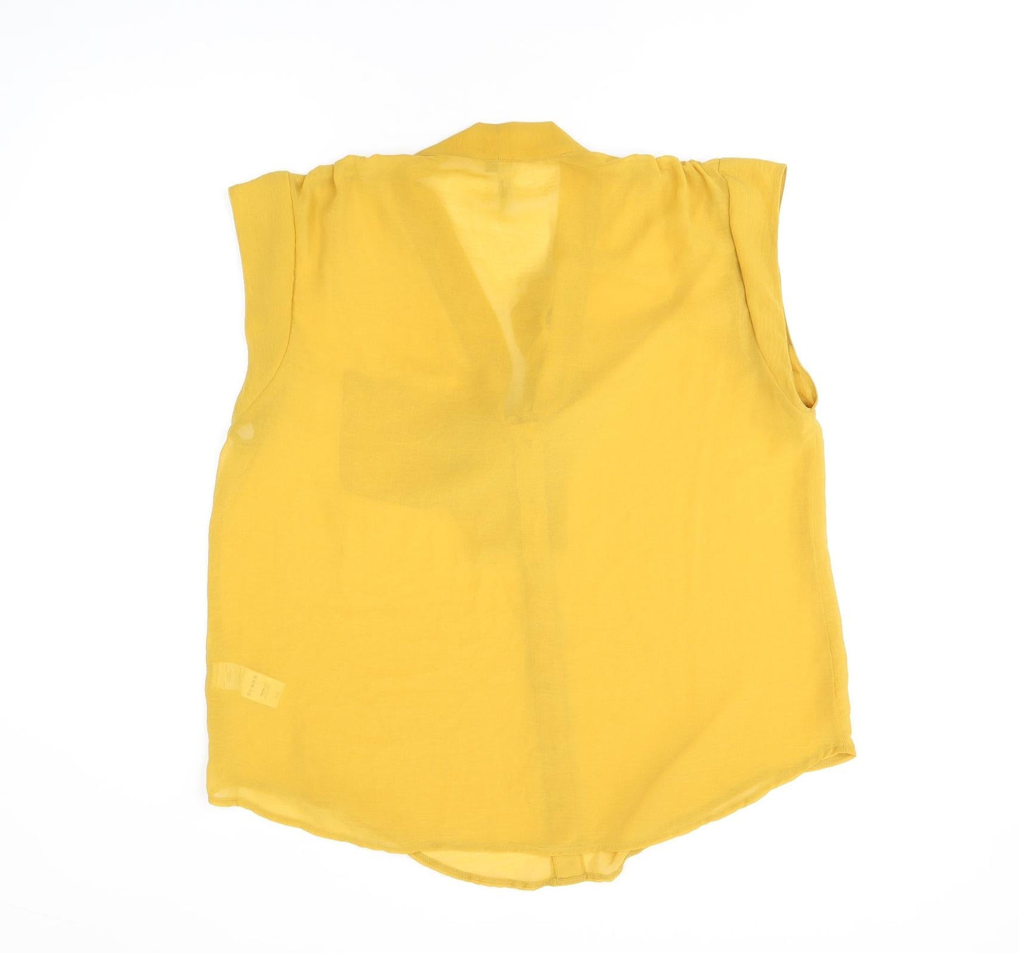 E-vie Womens Yellow Polyester Basic Blouse Size 14 V-Neck