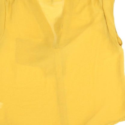 E-vie Womens Yellow Polyester Basic Blouse Size 14 V-Neck