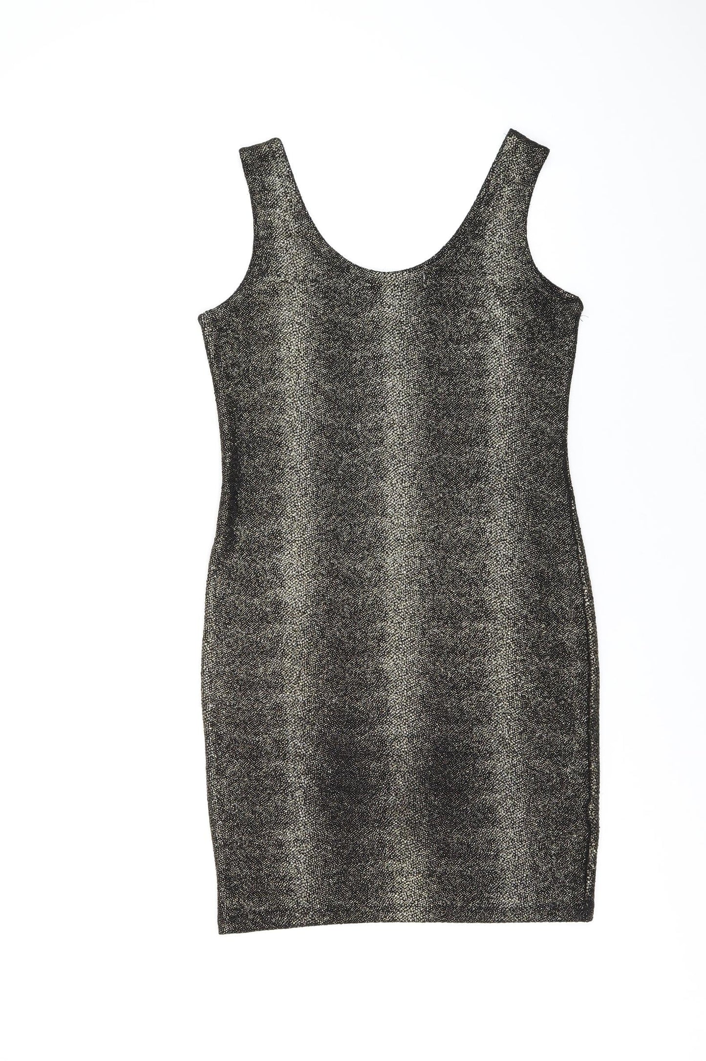S&W Womens Black Cotton Bodycon Size S Scoop Neck Pullover - Sparkle Effect