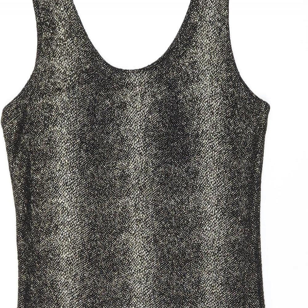 S&W Womens Black Cotton Bodycon Size S Scoop Neck Pullover - Sparkle Effect