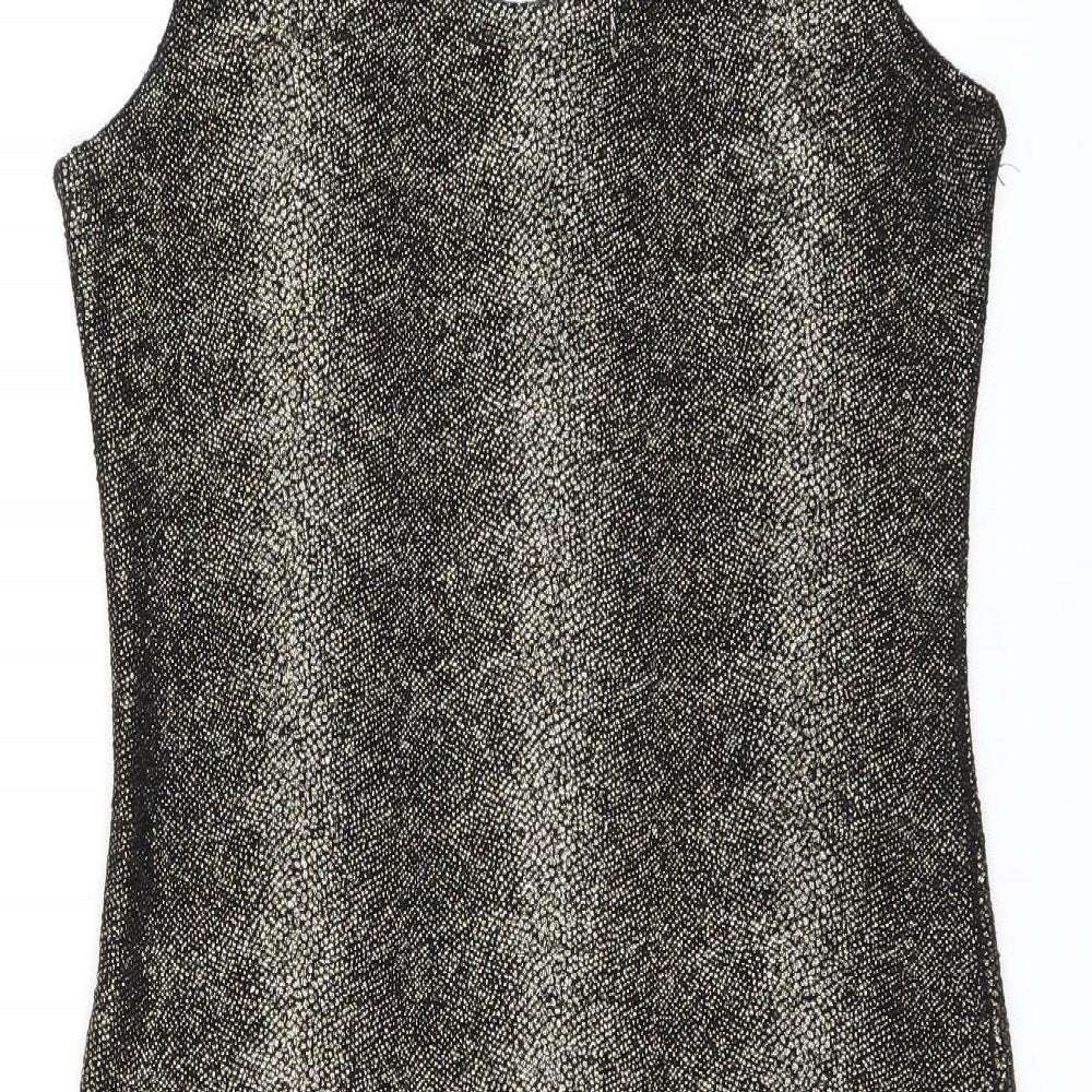 S&W Womens Black Cotton Bodycon Size S Scoop Neck Pullover - Sparkle Effect
