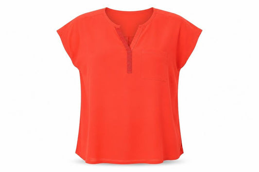 Fransa Womens Red Polyester Basic T-Shirt Size L V-Neck