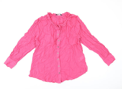 Womens UK Size 10 Marks and Spencer Pink Basic Button-Up