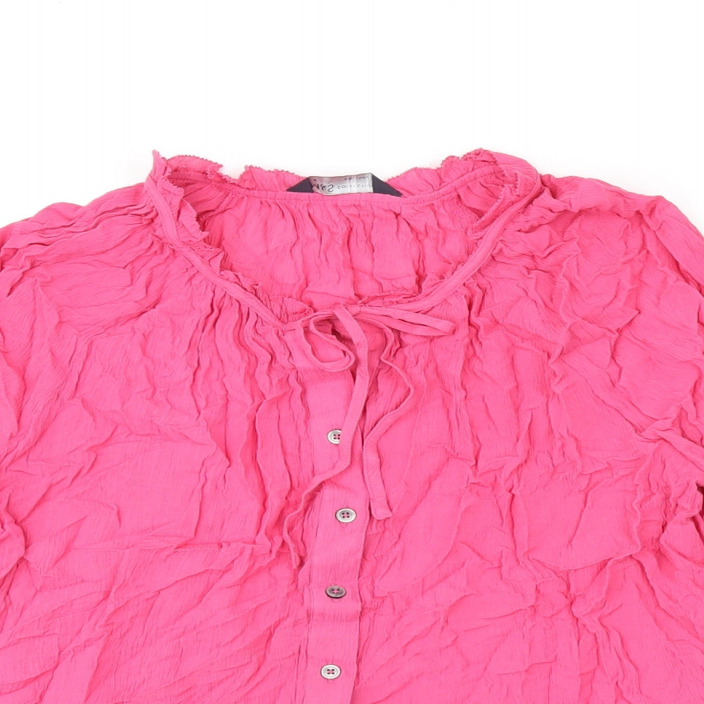 Womens UK Size 10 Marks and Spencer Pink Basic Button-Up