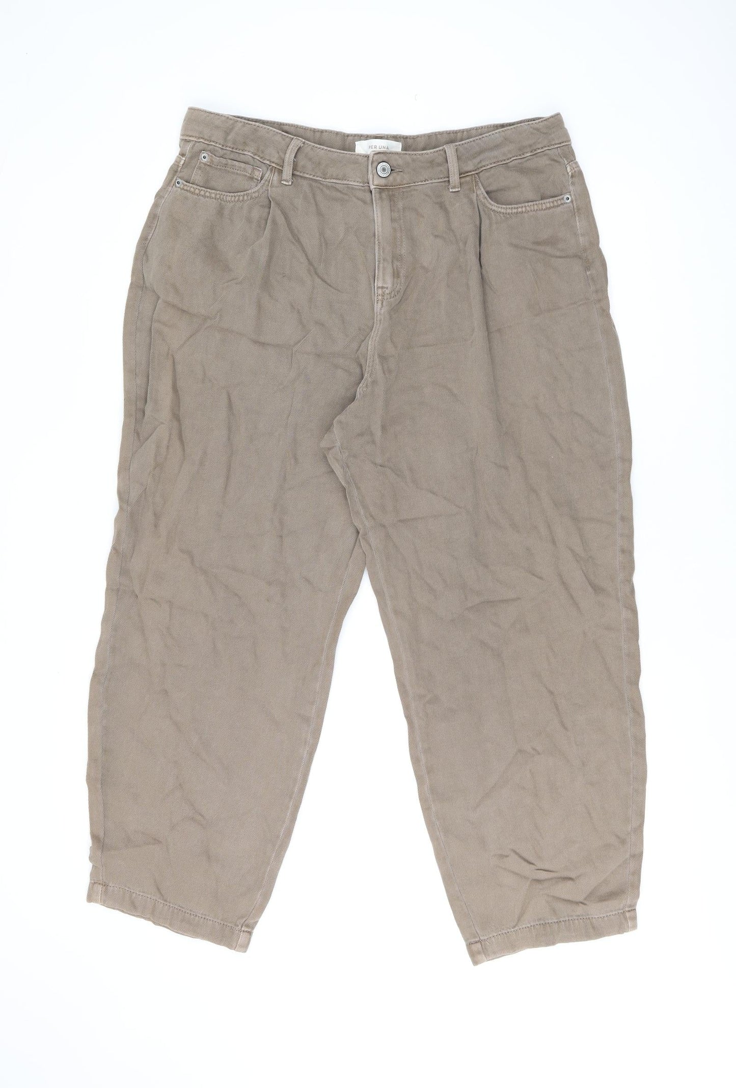 Per Una Womens Brown Cotton Skinny Jeans Size 18 L26 in Regular Zip
