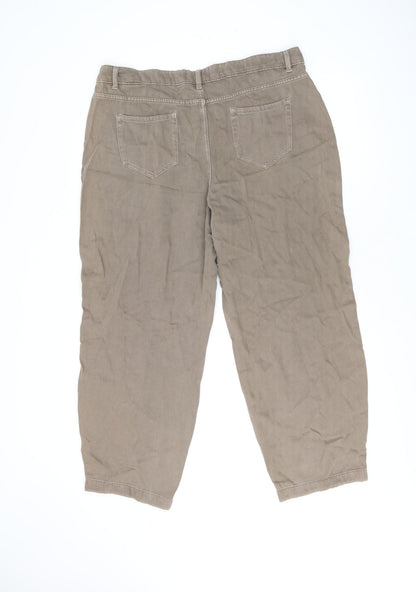 Per Una Womens Brown Cotton Skinny Jeans Size 18 L26 in Regular Zip