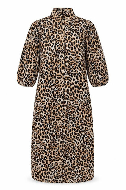 Marks and Spencer Womens Brown Animal Print Polyester Shirt Dress Size 6 Collared Button