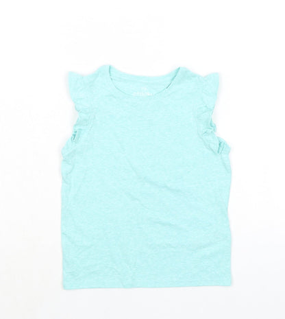 Marks and Spencer Girls Green Polyester Basic Tank Size 5-6 Years Crew Neck Pullover