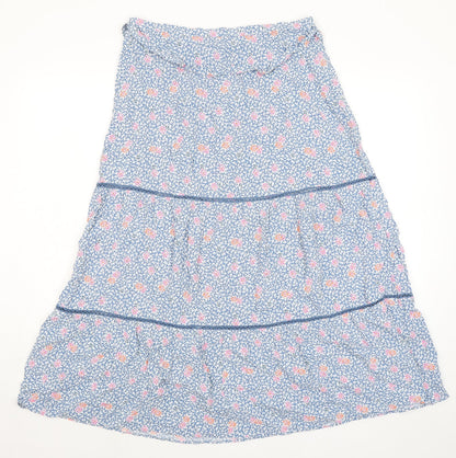 Marks and Spencer Womens Blue Floral Viscose Peasant Skirt Size 14 Zip - Belted