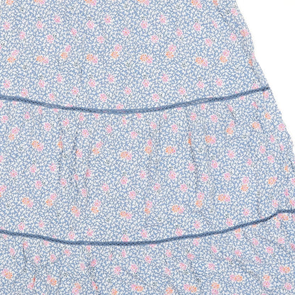 Marks and Spencer Womens Blue Floral Viscose Peasant Skirt Size 14 Zip - Belted