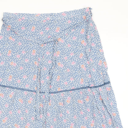 Marks and Spencer Womens Blue Floral Viscose Peasant Skirt Size 16 Zip - Belted