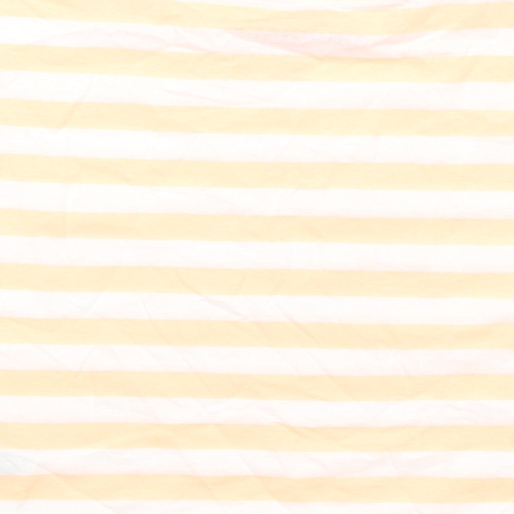 Marks and Spencer Boys Orange Striped Cotton Basic T-Shirt Size 7-8 Years Round Neck Pullover