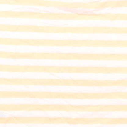 Marks and Spencer Boys Orange Striped Cotton Basic T-Shirt Size 7-8 Years Round Neck Pullover