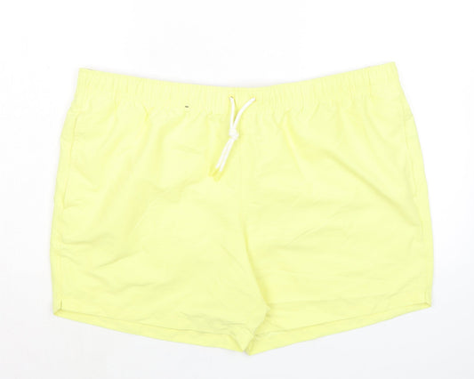 Marks and Spencer Mens Yellow Polyester Bermuda Shorts Size 3XL L6 in Regular Drawstring