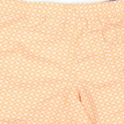 Marks and Spencer Mens Orange Geometric Polyester Bermuda Shorts Size 3XL L6 in Regular Drawstring