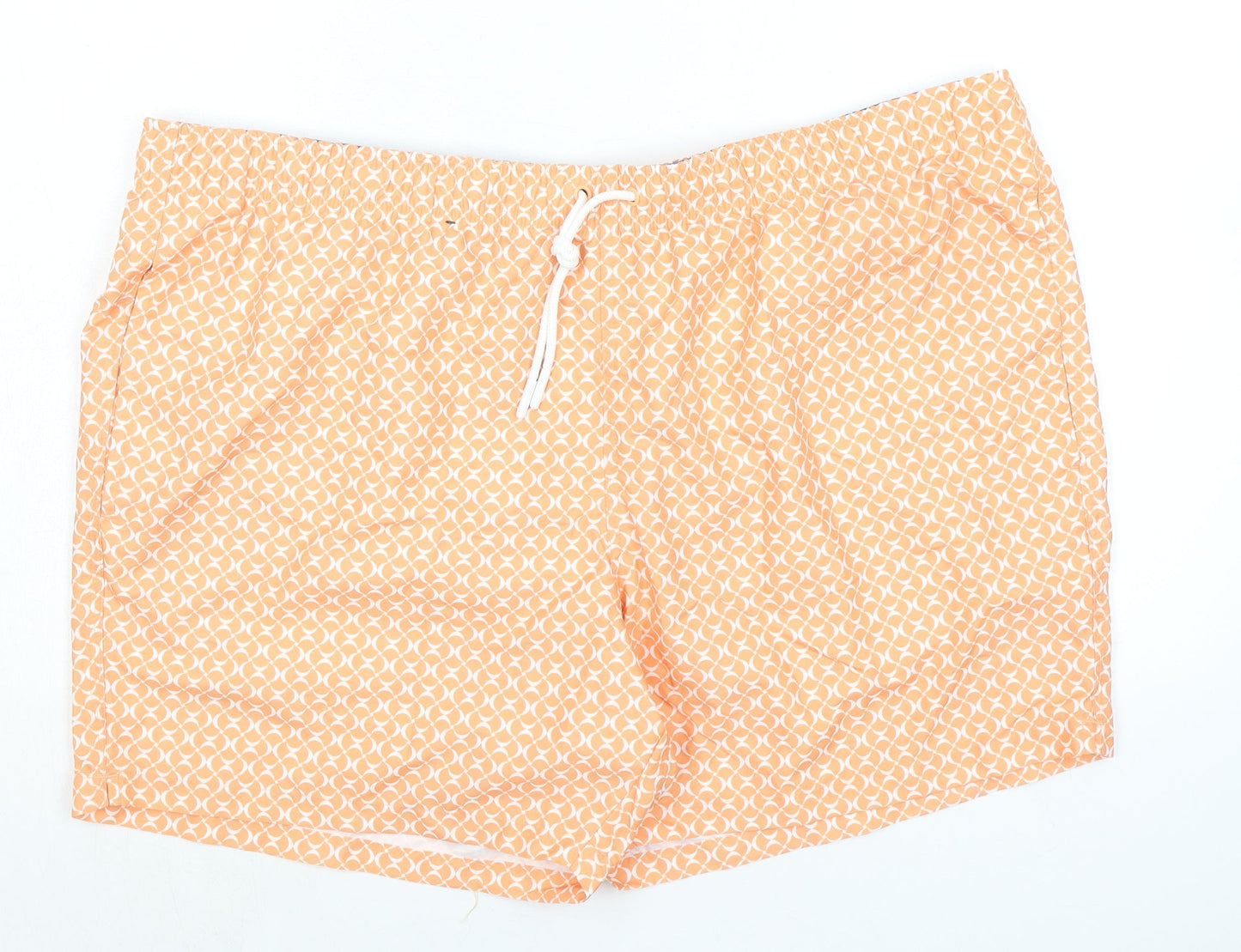 Marks and Spencer Mens Orange Polyester Bermuda Shorts Size 3XL L6 in Regular Drawstring - Swim Shorts