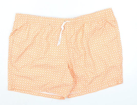 Marks and Spencer Mens Orange Polyester Bermuda Shorts Size 3XL L6 in Regular Drawstring - Swim Shorts