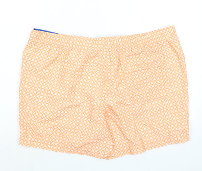 Marks and Spencer Mens Orange Polyester Bermuda Shorts Size 3XL L6 in Regular Drawstring - Swim Shorts