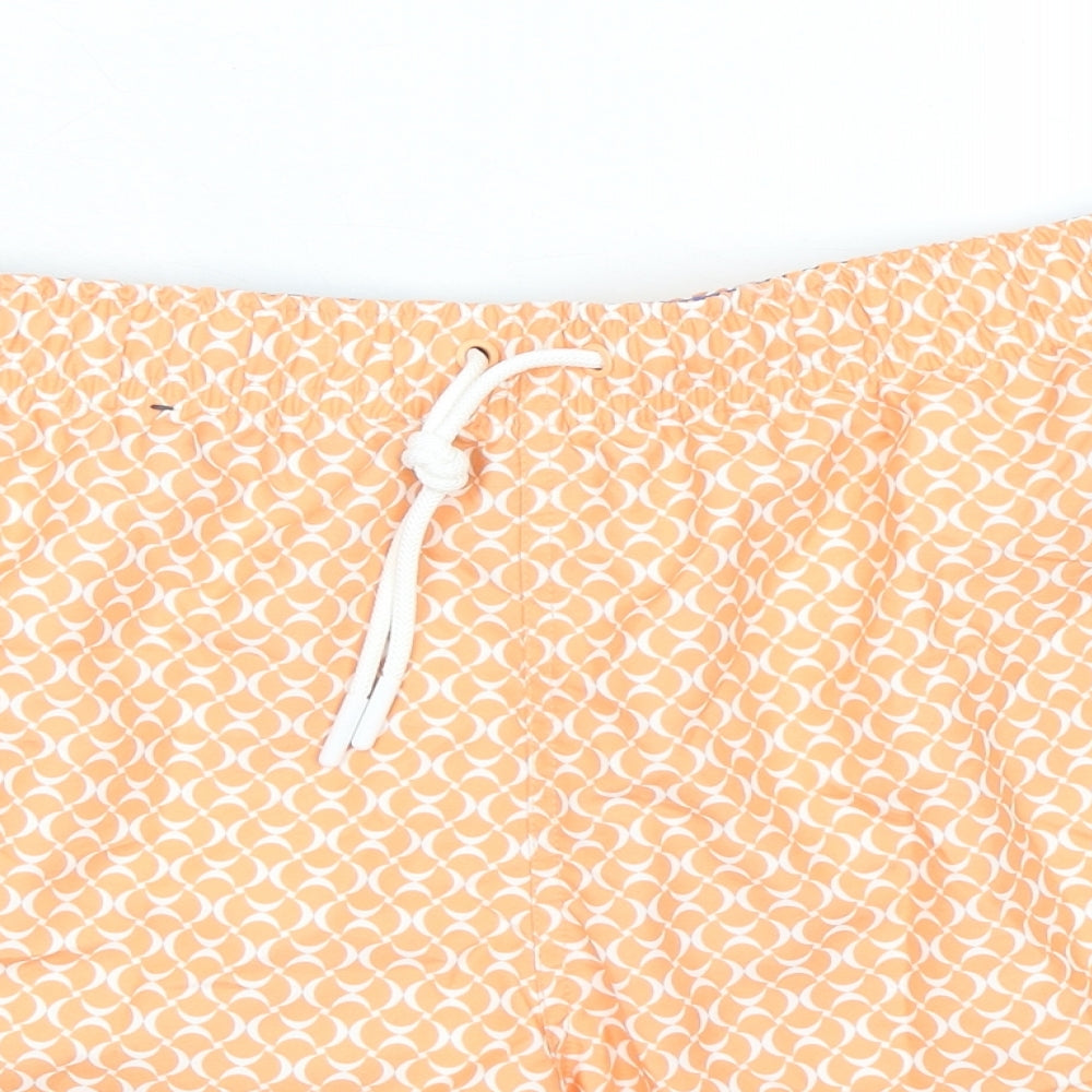 Marks and Spencer Mens Orange Polyester Bermuda Shorts Size 3XL L6 in Regular Drawstring - Swim Shorts