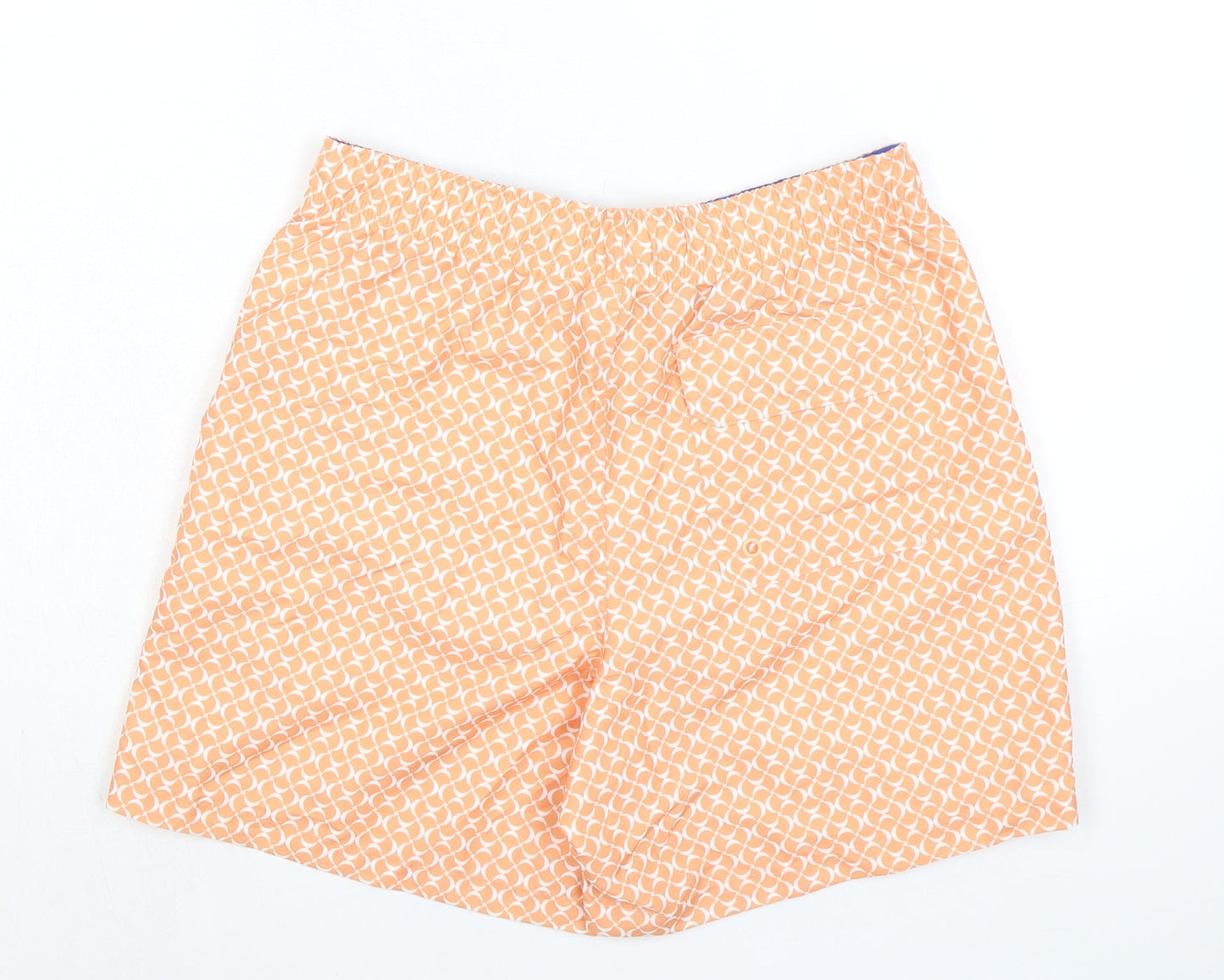 Marks and Spencer Mens Orange Geometric Polyester Bermuda Shorts Size S L6 in Regular Drawstring